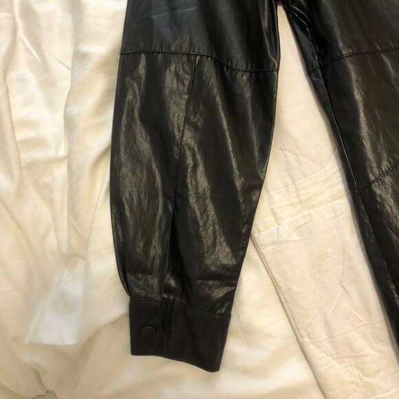 Zara Faux Leather Shirt Shacket Coat Button-Up S Black - Picture 9 of 16